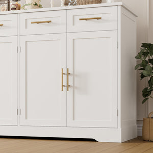 60" Buffet Sideboard Cabinet with 4 Drawers & Gold Handles