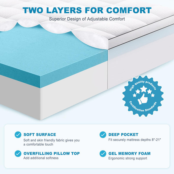 4-Inch Dual Layer Memory Foam Mattress Topper