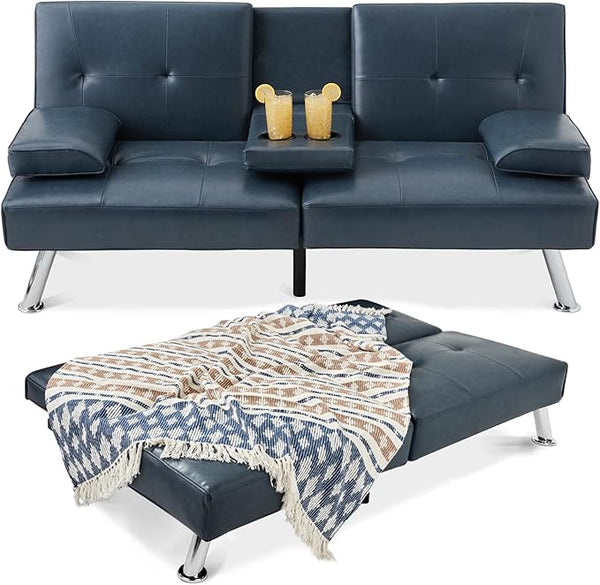 Convertible Futon Sofa Bed with Removable Armrests