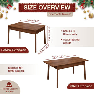 Extendable Solid Wood Dining Table, Seats 4 to 8