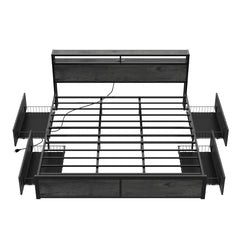 King Size Storage Bed Frame with Charging Headboard