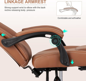 Reclining Office Chair with Footrest & Lumbar Support