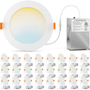 6 Inch LED Recessed Ceiling Light 24 Pack 5CCT Dimmable Canless Downlight