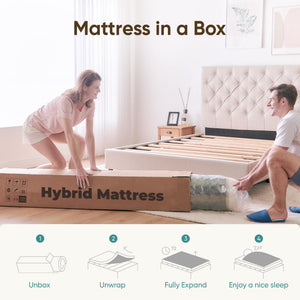 Hybrid Mattress in a Box – Gel Memory Foam & Pocket Springs, Medium Firm