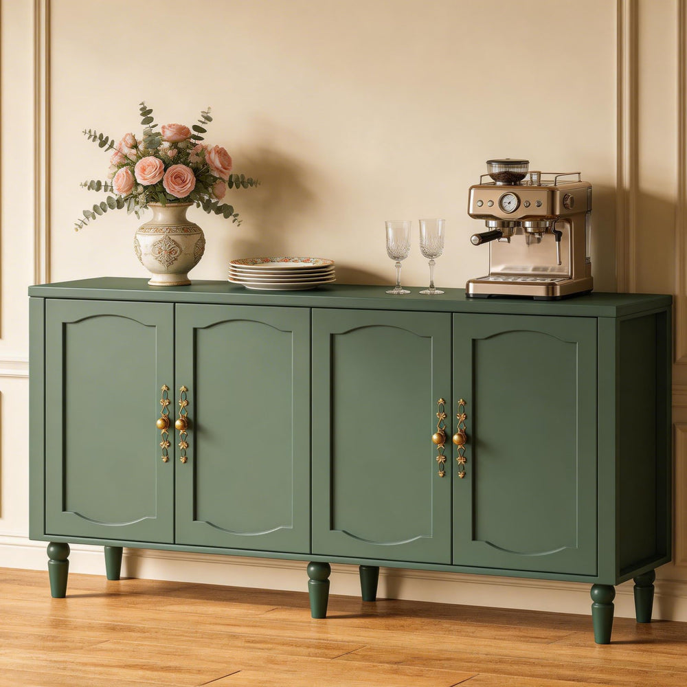 63" Wood Sideboard Buffet Cabinet with Adjustable Shelves