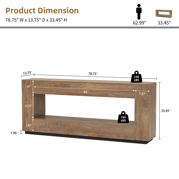 78-Inch Extra Long Console Table with Storage Shelf
