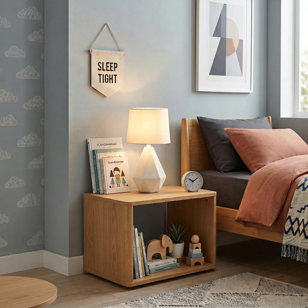 Modern Small Ceramic Table Lamp with White Fabric Shade