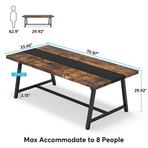 Large Rectangular Dining Table – Metal Frame, Seats 6–8