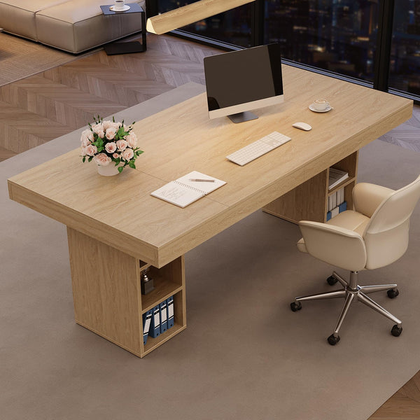 71" Executive Desk with Storage – Oak