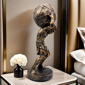Greek Atlas Statue Bronze Resin Sculpture 16.5 Inch