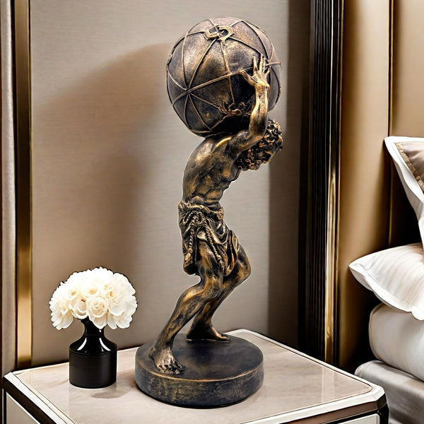 Greek Atlas Statue Bronze Resin Sculpture 16.5 Inch