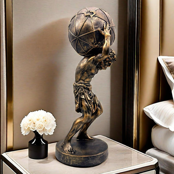 Greek Atlas Statue Bronze Resin Sculpture 16.5 Inch