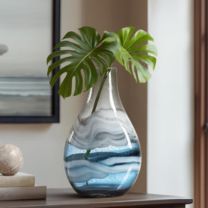 Blue Glass Vase – Handmade Coastal Home Decor