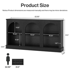 Farmhouse Console Table 63 Inch with 3-Tier Storage