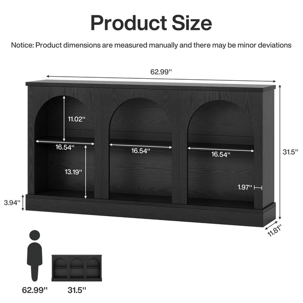 Farmhouse Console Table 63 Inch with 3-Tier Storage