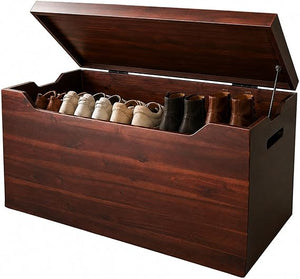 Solid Wood Storage Chest with Lid & Handles