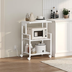 3-Tier Rolling Printer Stand with Charging Station