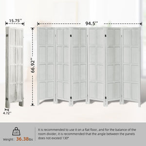 6-Panel Wood Room Divider Folding Privacy Screen