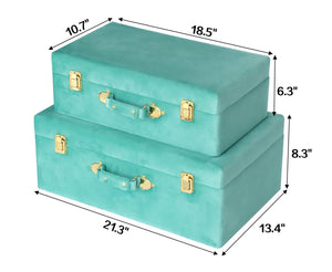 Velvet Storage Trunks Set of 2 with Gold Hardware Accents