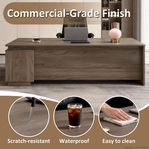 L-Shaped Executive Office Desk with Locking Drawers