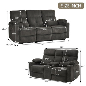 Power Reclining Sofa & Loveseat Set with Massage