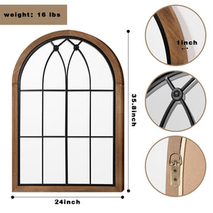 Arched Window Pane Wall Mirror 36x24