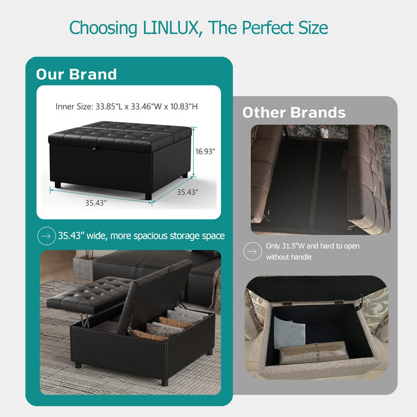Large Square Storage Ottoman with Lift Top
