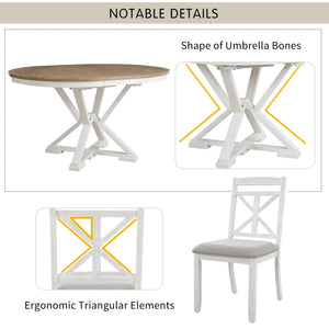 Round Extendable Dining Table Set for 4, 5-Piece