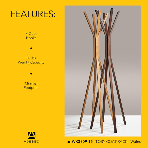 Freestanding Coat Rack with Oak Veneer Finish