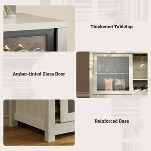 Extra Large Coffee Bar Cabinet with Fridge Space & Power Outlet