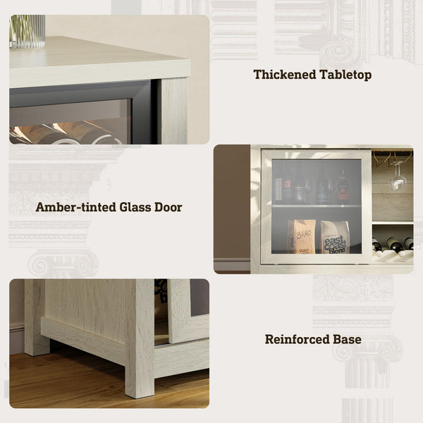 Extra Large Coffee Bar Cabinet with Fridge Space & Power Outlet