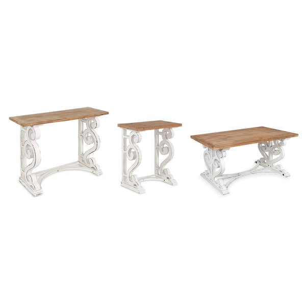 Rustic Carved Wood Coffee Table