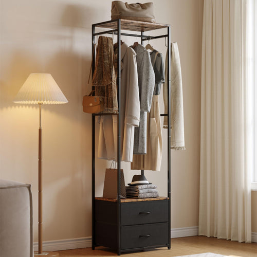 Narrow Clothes Rack with Drawers