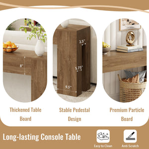 79-Inch Farmhouse Console Table with Wooden Double Base