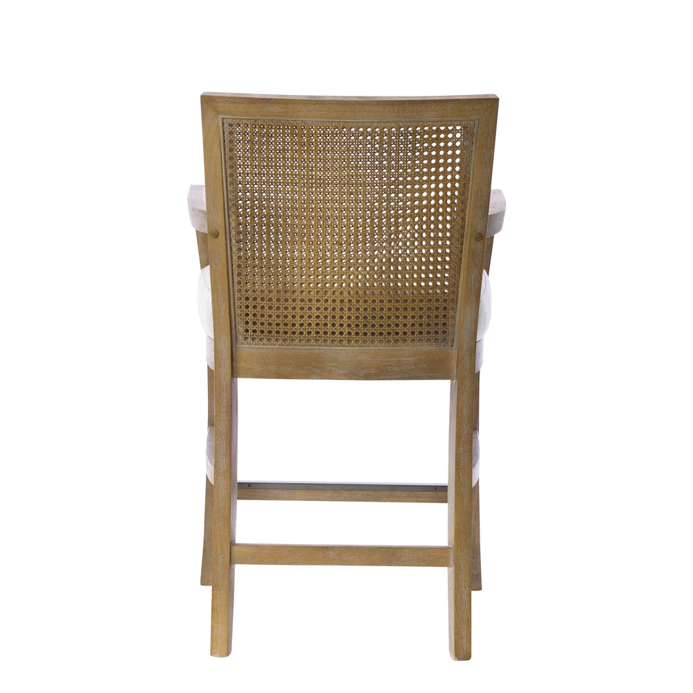 Rattan Back Counter Height Bar Stool – Upholstered Farmhouse Design