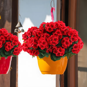 Artificial Geranium Hanging Baskets with Silk Flowers – Set of 2