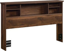 Full Queen Bookcase Headboard with Storage Shelves and Charging Station