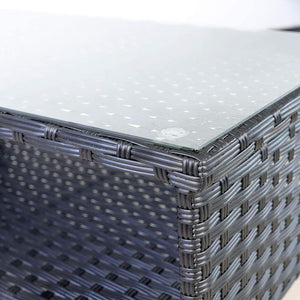 Outdoor Wicker Coffee Table with 2-Layer Glass Storage