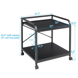 2-Tier Under Desk Printer Stand with Rolling Wheels