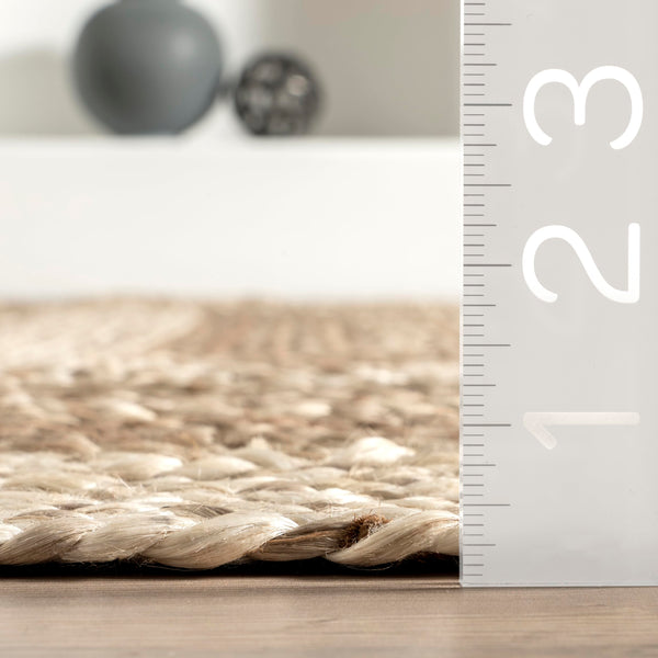Oval Jute Area Rug – Natural Ivory, 5' x 8'