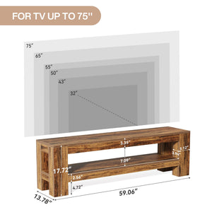 Tribesigns 59" TV Stand for 55/60/65/75-Inch TVs, Rustic Media TV Console with Storage Shelve, Entertainment Center Television Stand for Living Room, Bedroom (Brown)