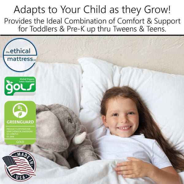 6" Kids Mattress – Organic Cotton, Wool & Latex with Pocketed Coils, Bed in a Box