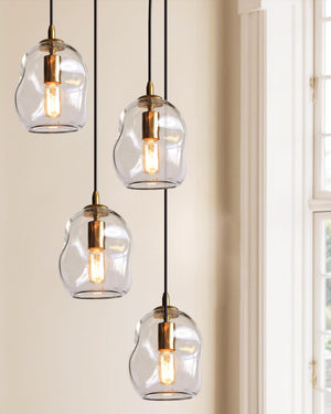 Clear Glass Globe Pendant Lights with Brass Hardware