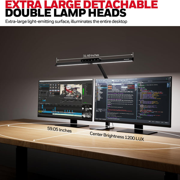 LED Desk Lamp with Dual-Head & Adjustable Arm