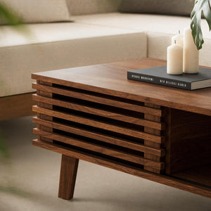 Living Room Table Set with Coffee Table, TV Stand & End Tables – Walnut