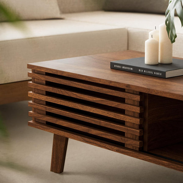Living Room Table Set with Coffee Table, TV Stand & End Tables – Walnut