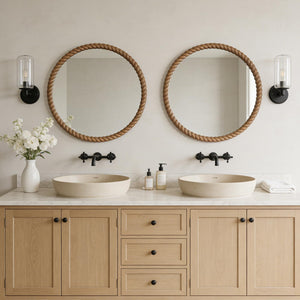 30" Round Rope-Frame Wall Mirror