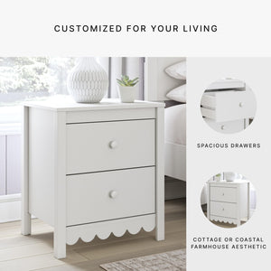 2-Drawer Nightstand with Scallop Design – Matte Finish