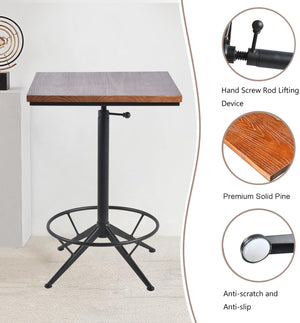 Height-Adjustable Square Bar Table – Black