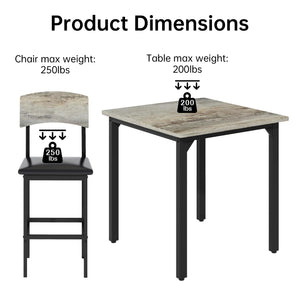 5-Piece Counter Height Dining Table Set with 4 Upholstered Bar Stools